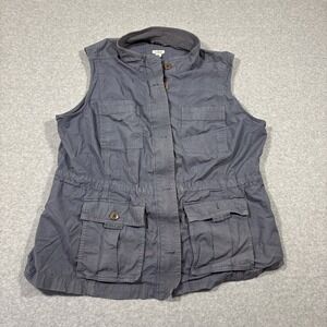 L.L Bean Women's Sz XL Blue Utility Vest Button Jacket Button Zip Item 505029